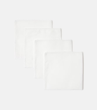 Lot de 4 serviettes en lin bordées de dentelle | Once Milano