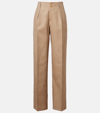 Wool jacquard straight pants | Etro