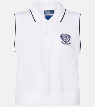 x Wimbledon cotton-blend piqué top | Polo Ralph Lauren