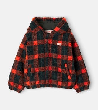 Checked hooded cotton teddy jacket | Tinycottons