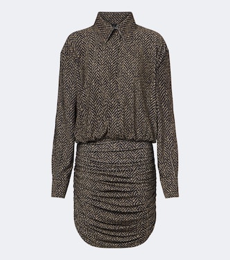 Herringbone ruched shirt dress | Norma Kamali