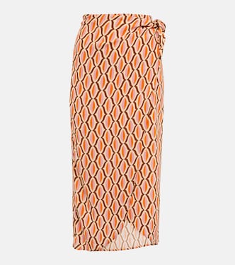 Alisha printed crêpe wrap skirt | Velvet