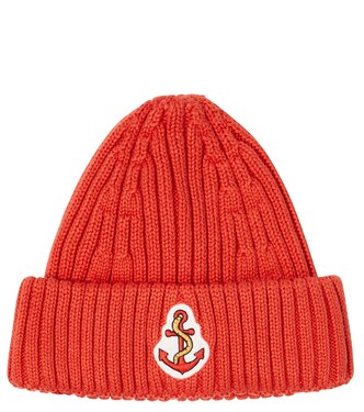 Embroidered ribbed-knit cotton beanie | Mini Rodini
