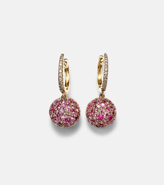 Boucles d'oreilles Bauble en or 14 ct, diamants et saphirs | Roxanne First