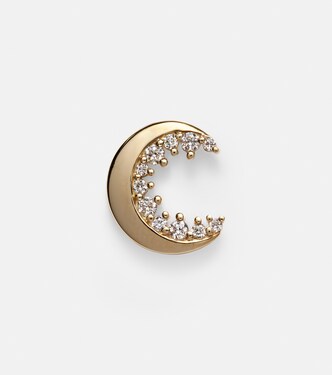 Boucle d'oreille unique Crescent Moon en or 14 ct et diamants | Sydney Evan
