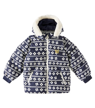 Flowers faux fur-trimmed puffer jacket | Mini Rodini