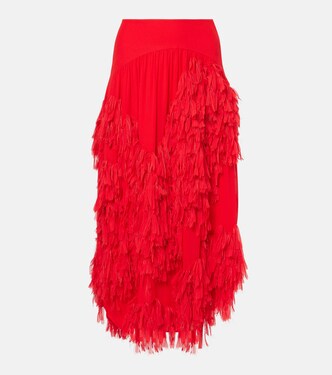 Draped chiffon midi skirt | Xu Zhi