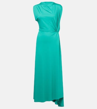 Asymmetric gathered jersey midi dress | Victoria Beckham