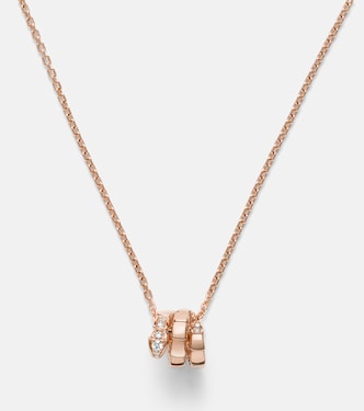 Serpenti Viper 18kt rose gold pendant necklace with diamonds | Bvlgari