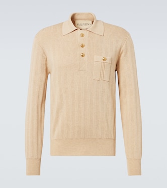 Ribbed-knit cotton polo sweater | Valentino