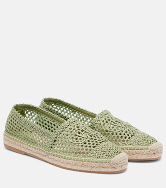 Isla leather-trimmed crochet espadrilles | Chloé