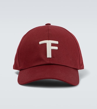 TF leather-trimmed canvas baseball cap | Tom Ford