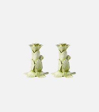 Set of 2 floral ceramic candleholders | Bitossi