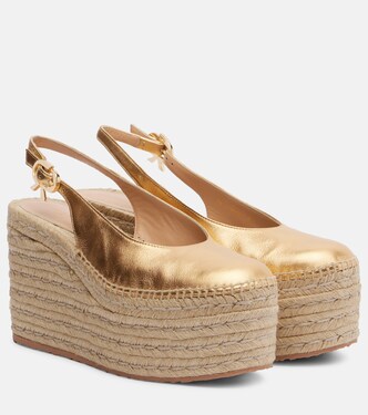 Metallic leather espadrille wedges | Gianvito Rossi