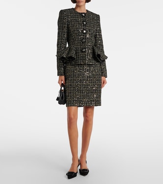 Tomomi sequined peplum tweed jacket in black - Safiyaa | Mytheresa