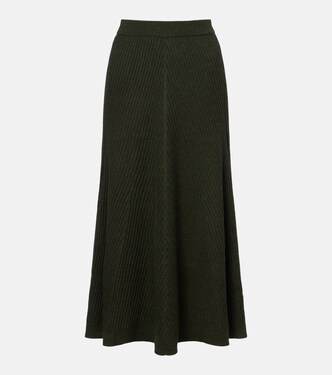 Ribbed-knit wool midi skirt | Victoria Beckham