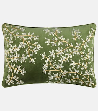 Embroidered cotton velvet cushion | Les-Ottomans