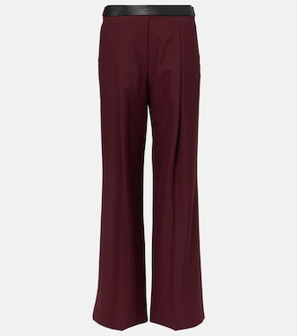 Leather-trimmed wool wide-leg pants | Loewe