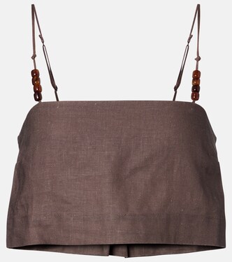 Chianti beaded linen crop top | Faithfull
