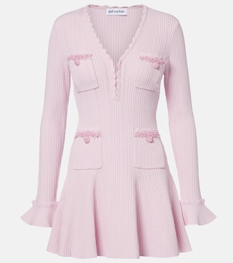 Beaded ribbed-knit minidress | Self-Portrait