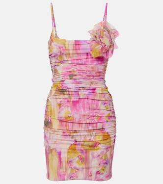 Floral-appliqué printed jersey minidress | Blumarine
