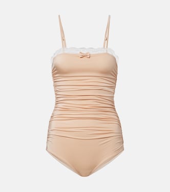 Lace-trimmed ruched bodysuit | Chloé