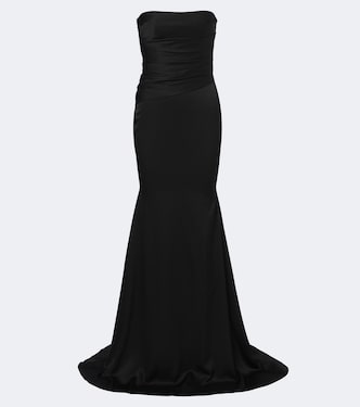Draped strapless crêpe satin gown | Alex Perry