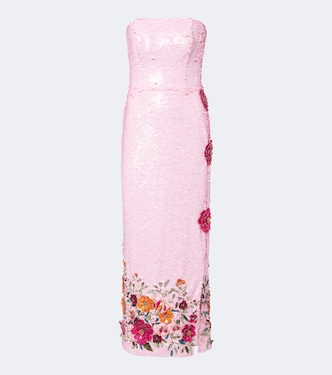 Harlee floral-appliqué sequined cocktail dress | Costarellos