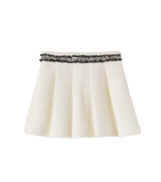 Embroidered pleated tweed skirt  | Patachou