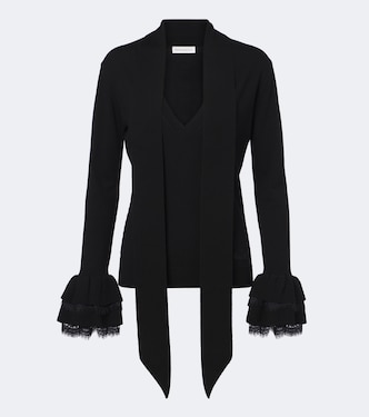 Lace-trimmed wool-blend top | Nina Ricci