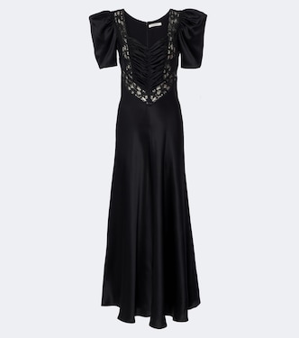Lace-trimmed ruched silk satin gown | Rodarte