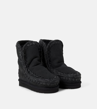 Embroidered shearling-lined suede boots | Mou Kids