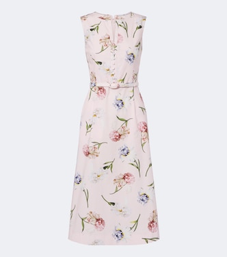 Floral cotton-blend poplin midi dress | Oscar de la Renta