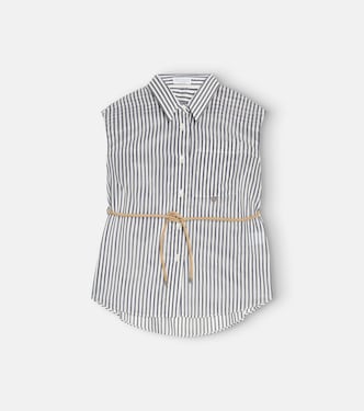 Cotton and silk-blend striped shirt | Brunello Cucinelli Kids