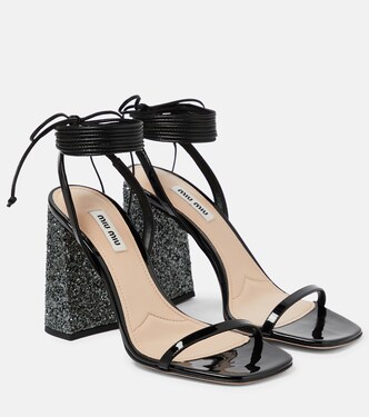 Glitter and patent leather sandals | Miu Miu