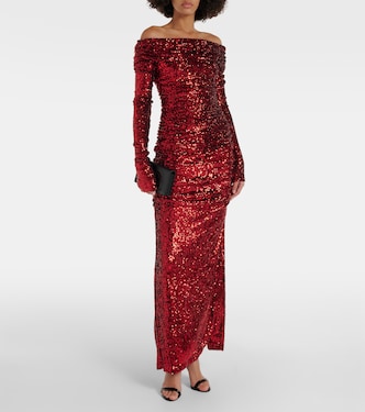 dolce and gabbana red sequin dress Dolce & Gabbana Pink Sequin Embellished Ruched Strapless Dress S Dolce & Gabbana