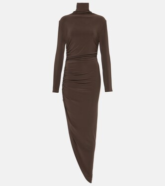 Asymmetric turtleneck midi dress | Norma Kamali