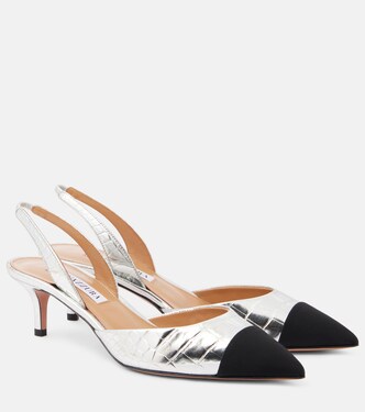 Milanese metallic leather slingback pumps | Aquazzura