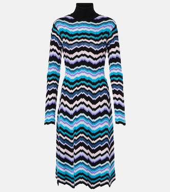 Zigzag knitted turtleneck midi dress | Missoni