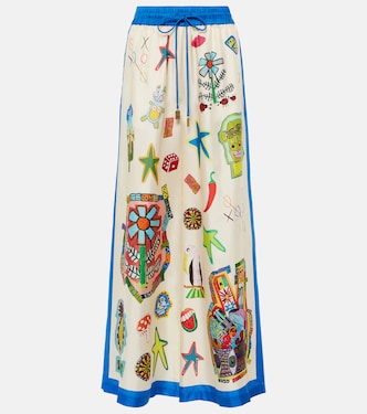 Pantalon ample Rollers imprimé en soie | Alémais