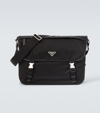 Leather-trimmed Re-Nylon messenger bag | Prada