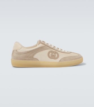 Interlocking G suede-trimmed sneakers | Gucci