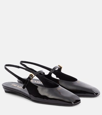 Patent leather slingback flats | Prada