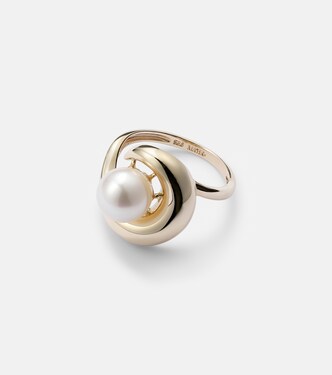 Anello Pearl Curl in oro 14kt con perla d'acqua dolce | Mateo