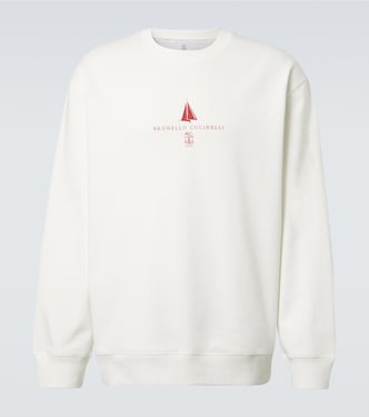 Logo cotton-blend jersey sweatshirt | Brunello Cucinelli