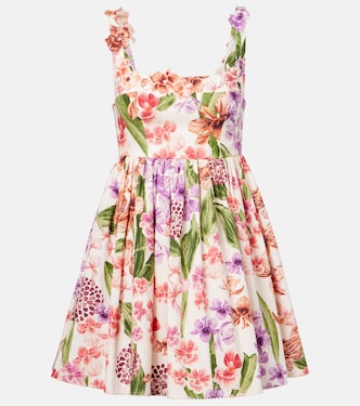 فستان قصير من القطن بطبعات الورود Barbare | Agua by Agua Bendita