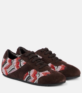 Lamé-trimmed suede sneakers | Missoni