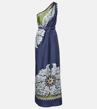 Roy floral one-shoulder silk maxi dress | La DoubleJ