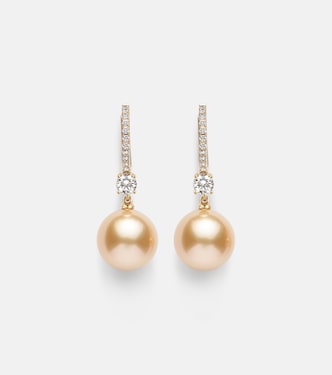 Classic Elegance 18kt gold earrings with diamonds and pearls | Mikimoto