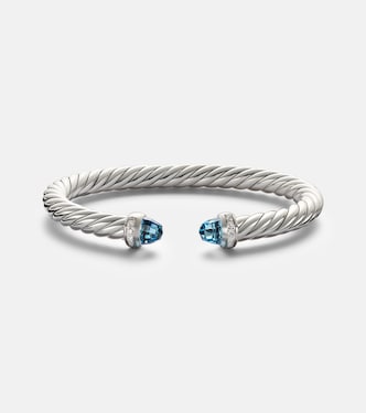 Cable Flex® 925 sterling silver bracelet with diamonds and blue topaz | David Yurman